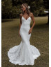 Spaghetti Straps Ivory Lace Open Back Classic Wedding Dress